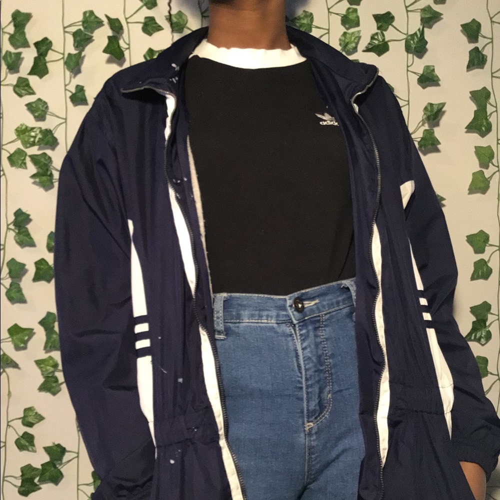 ADIDAS navy and white windbreaker